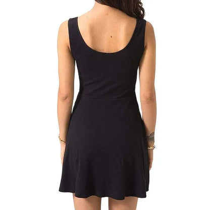 Women's Sexy Black Solid Summer Dress with Strap Tight Tank Top Dress High Waist Slim Fit Solid Color Flare Casual Dress