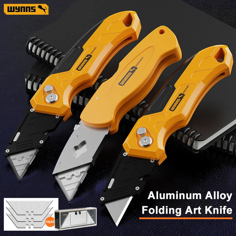 WYNNS Heavy Duty Box Cutter Folding Utility Knife Quick Change Blades SK5 Blades Cutting Tool Cutter for Cartons Cardboard Box