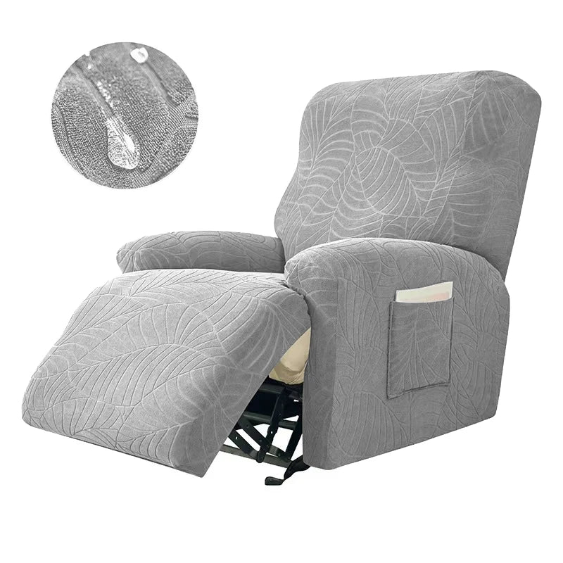 Recliner Sofa Cover Lazy Chair Solid Color Cushion Cover Sofa Cover 1/2/3/4 Seat Waterproof Leaf Texture Sofa