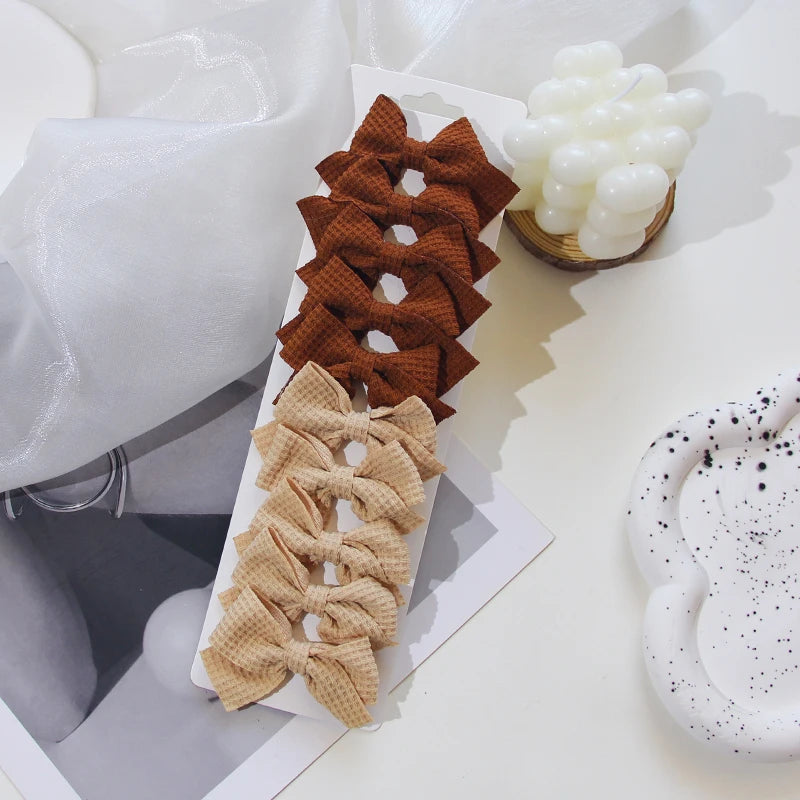 6/10Pcs/Set 2025 Fashion New Cute Ribbon Bowknot Hair Clips for Kids Handmade Baby Girls Hair Accessories