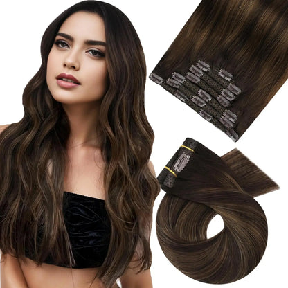 [Hot Sale] Moresoo Clip in Hair Extensions Real Natural Hair Remy Straight Set 5&7 Pcs Brazilian Clip in Human Hair Extensions