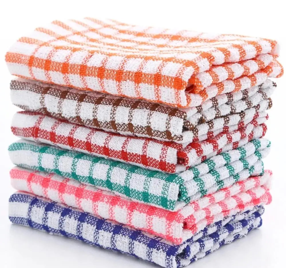 6PCS Cotton Kitchen Tea Towels Absorbent Lint Free Catering Restaurant Cloth Dish Towels Cleaning Cloth Kitchen Cleaning Towel