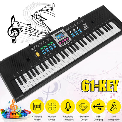 61 Keys Digital Electronic Keyboard Kids Multifunctional Electric Piano for Piano Student with Microphone Musical Instrument