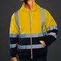Men Reflective Strip Sanitation Overalls Fleece Hooded Jacket for Cold-Proof Outdoor Sweater Work Safety Coat Outdoor