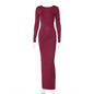 2025 New Spring Elegant Long Sleeve Backless Solid Cuched Sexy Bodycon Maxi Prom Dress Women Outfit Evening Party Festival Y2K