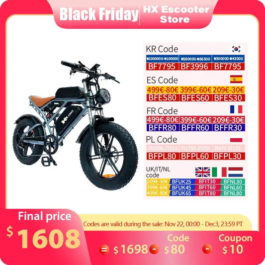 HX Q20 2000W Adults Electric Bike Bicycle 48V 55AH 20 Inch Fat Tire electric bikes ebike Mountain Oil Brake 2000W Ebikes