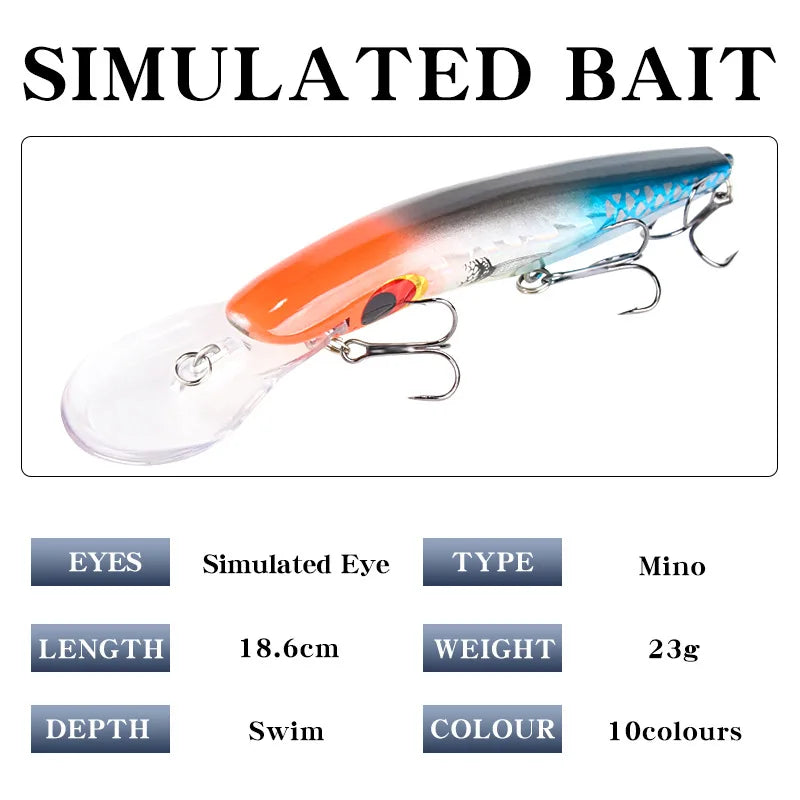 1Pcs Big Minnow Fishing Lures 16.2cm23g Bending Wobblers Trolling Crankbaits Artificial Bait Pike Carp Bass Pesca Tackle