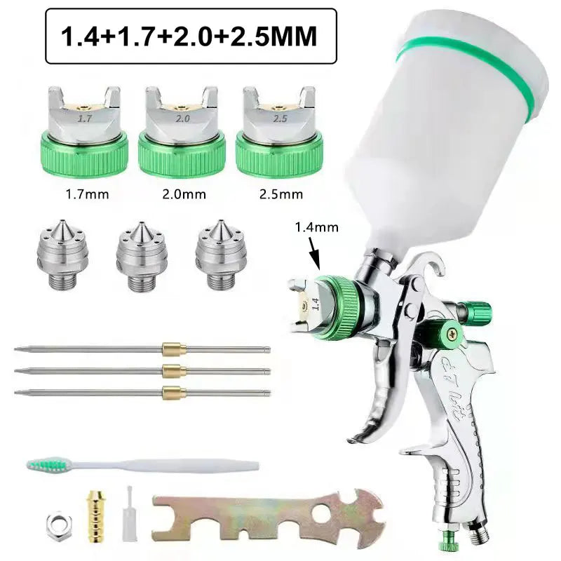 HVLP Professional Spray Gun 1.4/1.7/2.0/2.5mm Steel Nozzle Gravity Spray Gun Portable Car Paint Spray Gun DIY Spray Paint Kit