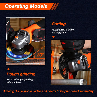 ValueMax 760W Corded Angle Grinder Grinding/Cutting Machine Powerful Tool 220-240V With 3PC 125mm Cutting Discs