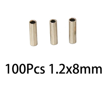 100pcs Fishing Line Connector Fixing Accessories Crimp Sleeve Copper Tube Wire Pipe Crimp Sleeves Carp Fishing Accessories Pesca