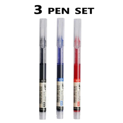 3-5Pcs Straight Liquid Gel Pen Quick-drying, Large-capacity 0.5mm Black Blue Ink for Writing School Office Stationery Supplies