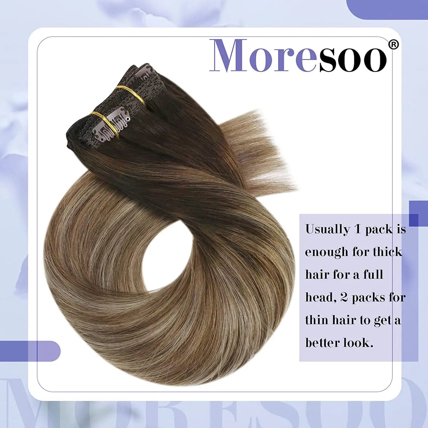 [Hot Sale] Moresoo Clip in Hair Extensions Real Natural Hair Remy Straight Set 5&7 Pcs Brazilian Clip in Human Hair Extensions