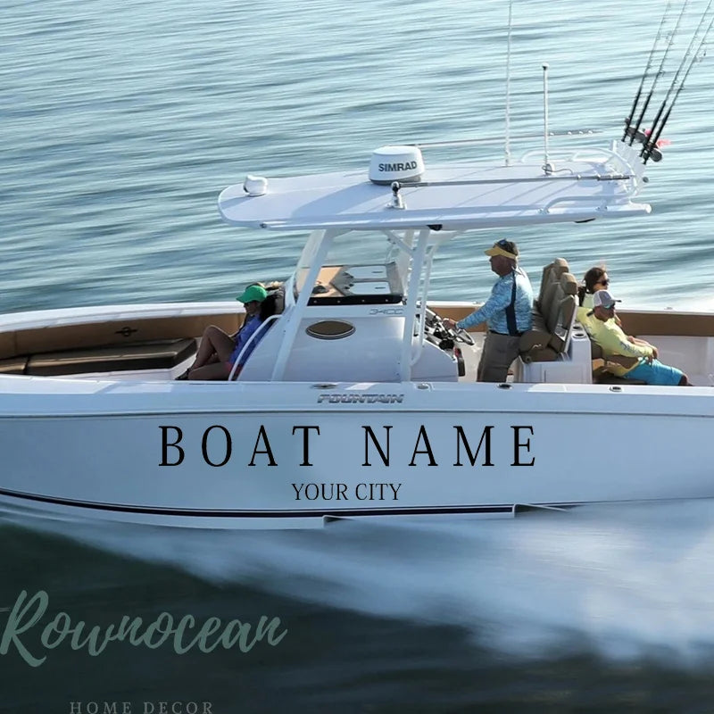 Custom Yacht  Boat Name and City Decal Nautical Marine Decoration Fishing Boat Letter Decals Removable Waterproof Murals Z503