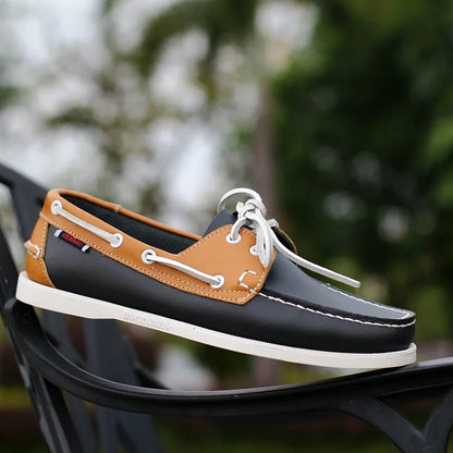 Male Classic Boat Shoes Leather Hot Sale New Men's Outdoor Walking Shoes Men Wedding Dress Shoes Lace-Up Fashion Men Loafers