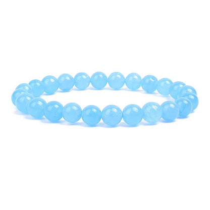 Natural Stone Beads Bracelet For Women Men Amethysts Crystal Quartzs Aquamarines Jades Jewelry Agates Elastic Bangle Bracelets