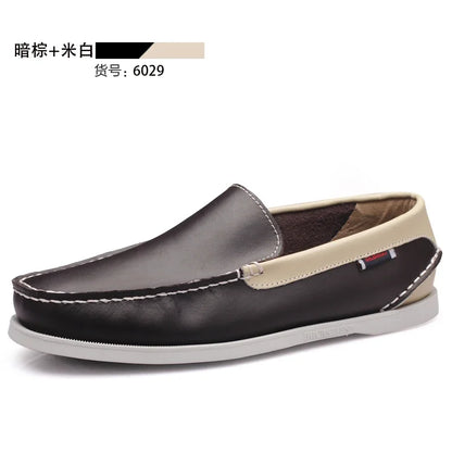 Male Classic Boat Shoes Leather Hot Sale New Men's Outdoor Walking Shoes Men Wedding Dress Shoes Lace-Up Fashion Men Loafers