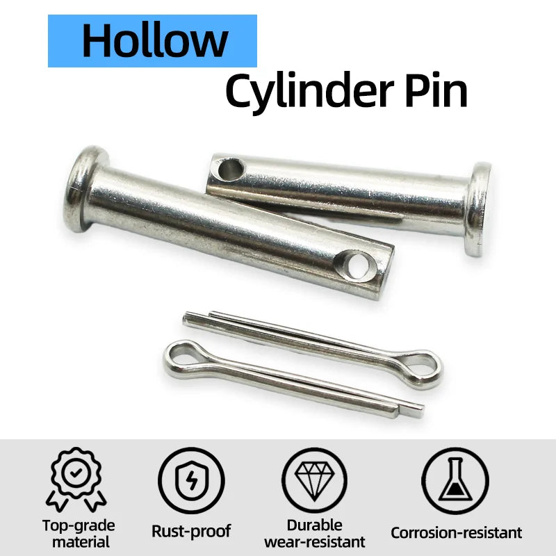 304 Stainless Steel with Hole Pin Shaft Cotter Pin Set Flat Head Cylindrical Pin Plug Pin Positioning Pin M3M4M5 M6 M8M10M12~M20