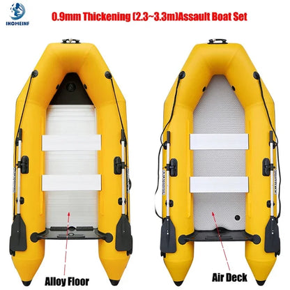 New 0.9mm Thickening (2.3~3.3m) Assault Boat Set 2-6 People Assault Boat Air Alloy Floor Lifeboat Kayak Inflatable Fishing Boat