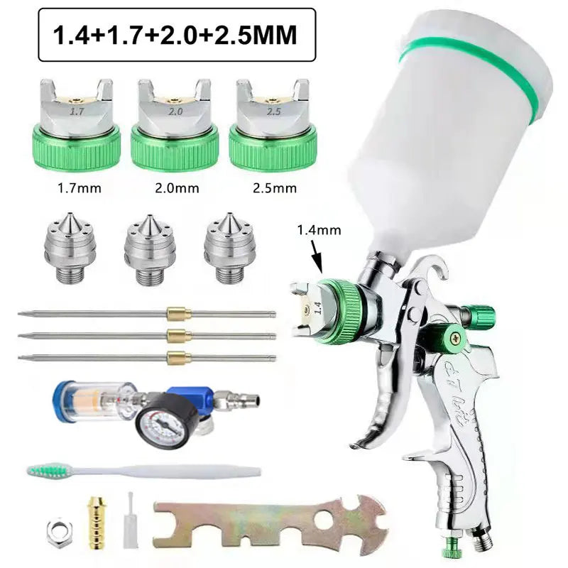 HVLP Professional Spray Gun 1.4/1.7/2.0/2.5mm Steel Nozzle Gravity Spray Gun Portable Car Paint Spray Gun DIY Spray Paint Kit