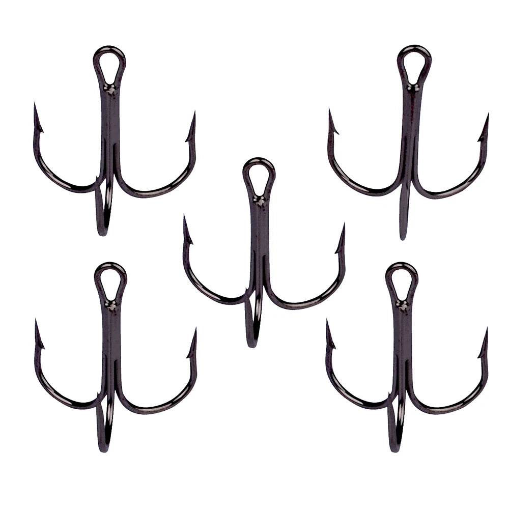 PROBEROS 20 PCS/Lot Black High Carbon Treble Hooks Super Sharp Solid Size 2#-14# Triple Barbed Steel Fish Hook Wholesale