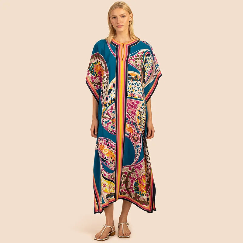 Kaftan Dress Over Size Women Beach Dress Cover Up Summer Clothes Kimono Mujer Vestidos De Fiesta