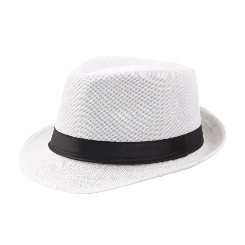Trendy Wide Brim Men Straw Hat Women Summer Solid Color Fedoras Jazz Sun Cap Outdoor Casual Panama Cowboy Hats