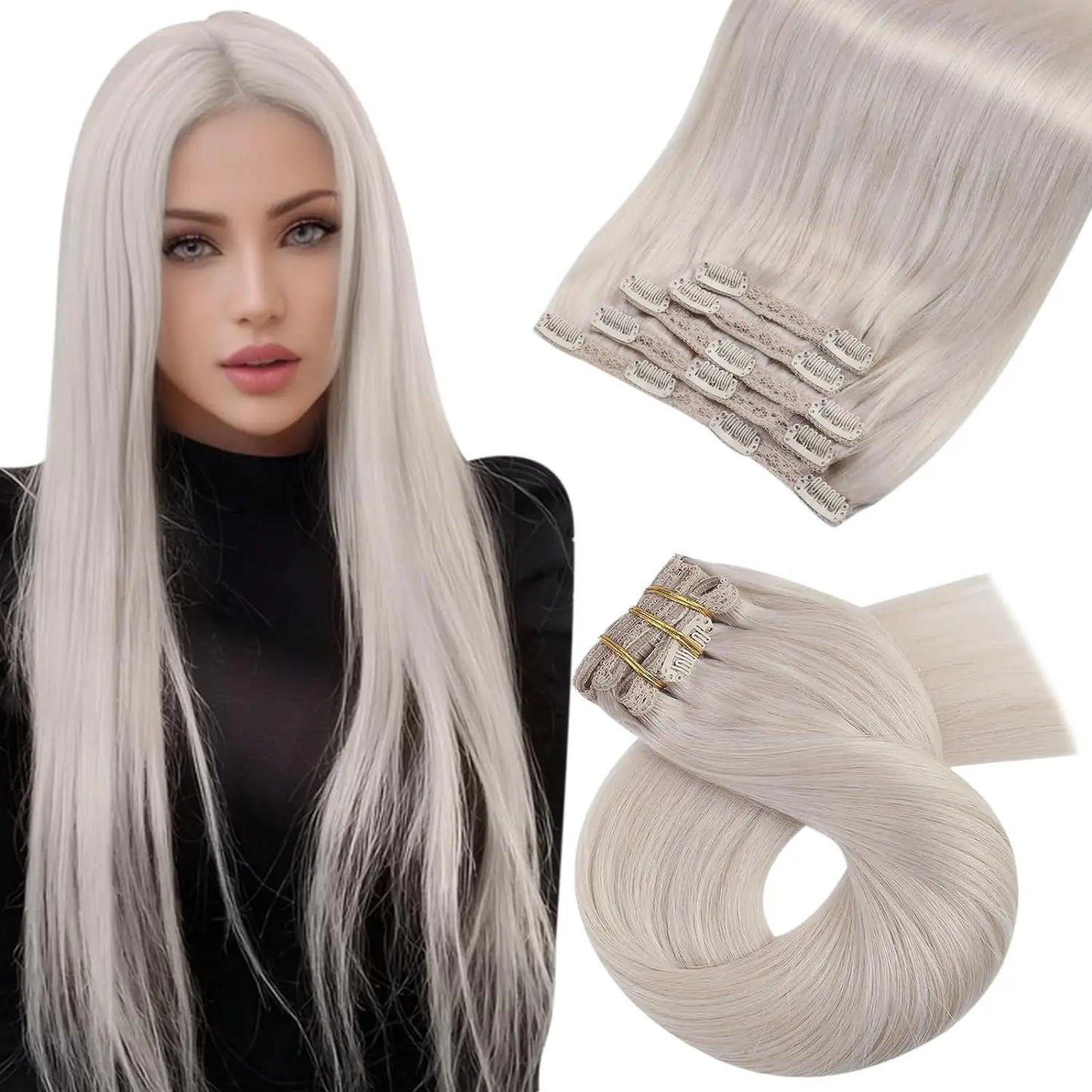 [Hot Sale] Moresoo Clip in Hair Extensions Real Natural Hair Remy Straight Set 5&7 Pcs Brazilian Clip in Human Hair Extensions