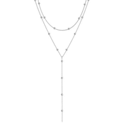 Gold Plated Lariat Necklace for Women Double Laryer Long Chain Drop Pendant Choker Necklaces Fashion Gifts