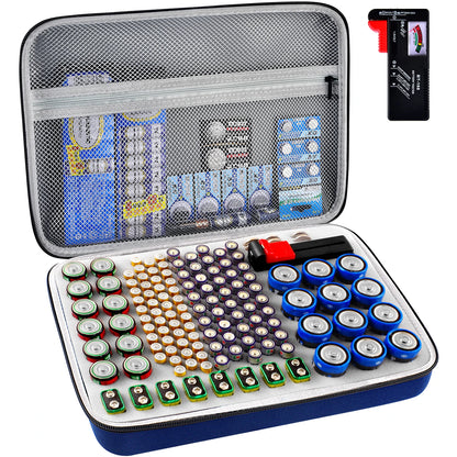 Battery Organizer Case Batteries Storage Holder Container with Tester Checker. Garage Organization Box
