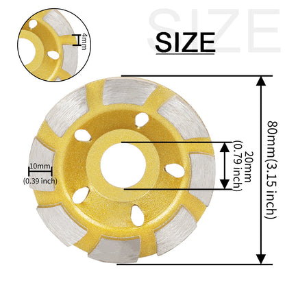 80/100/125/150/180mm Diamond Segment Grinding Cup Wheel Disc for Concrete Granite Stone Ceramic Grinding Cutting Wheel 1pc