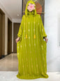 New Cotton Ramadan Muslim Two-Hat Abaya Dubai Turkey Islam Prayer Clothes Gold Dust   Dress Islam Women Dress Kaftan