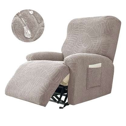 Recliner Sofa Cover Lazy Chair Solid Color Cushion Cover Sofa Cover 1/2/3/4 Seat Waterproof Leaf Texture Sofa