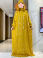 New Cotton Ramadan Muslim Two-Hat Abaya Dubai Turkey Islam Prayer Clothes Gold Dust   Dress Islam Women Dress Kaftan