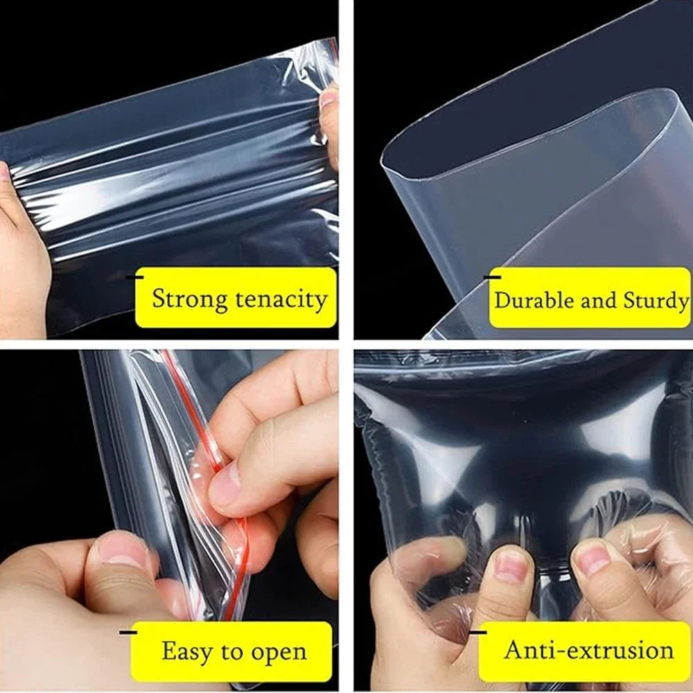 100-1000Pcs Reclosable Transparent Bags Small Zip Lock Plastic Bags  Vacuum Storage Bag Clear Bag Ziplock Food Storage zip Bags