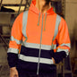 Men Reflective Strip Sanitation Overalls Fleece Hooded Jacket for Cold-Proof Outdoor Sweater Work Safety Coat Outdoor
