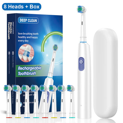 Electric Toothbrush Rotary Rechargeable Electric Toothbrush for Adults Rotating Electric Toothbrushes with 8 Soft Brush Heads