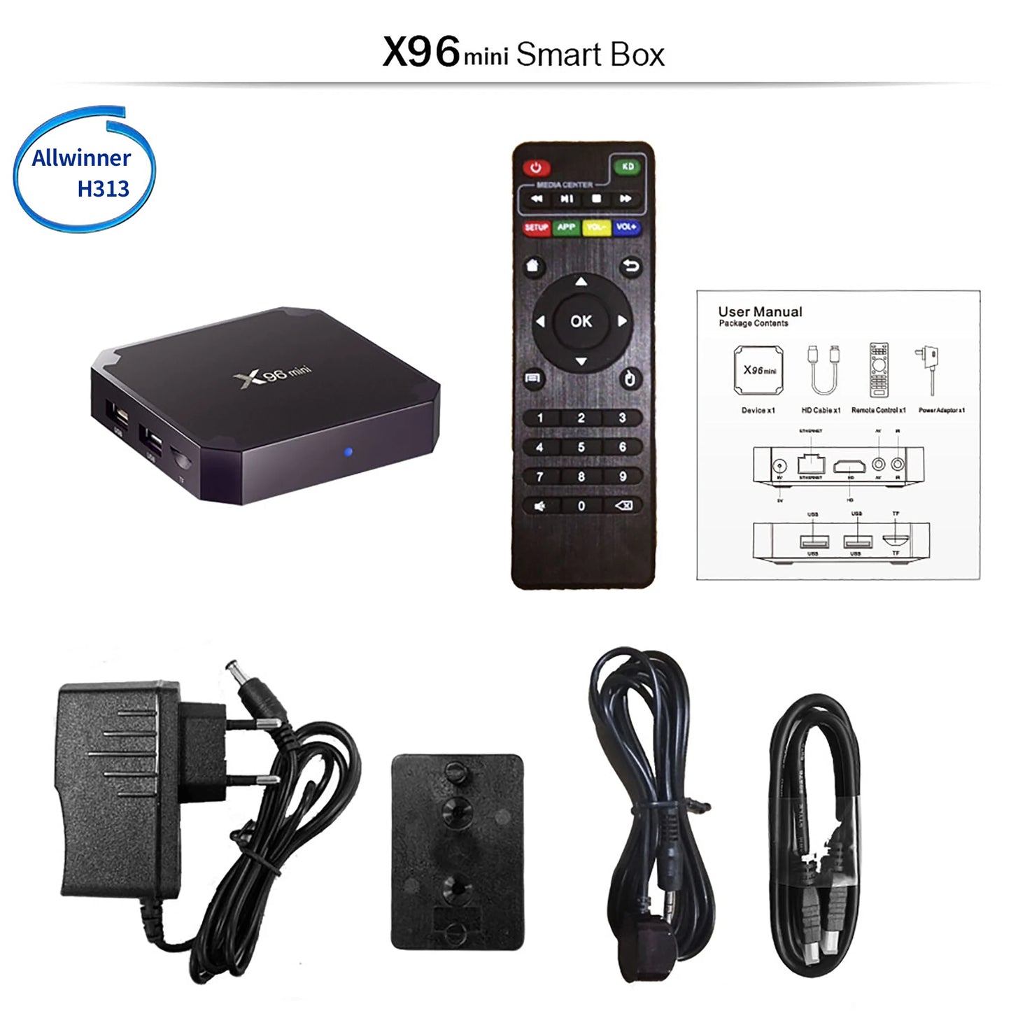 Original X96Mini Smart TV Box Android 9.0 Amlogic S905W 2GB 16GB /1GB 8GB AV1 4K HDR Media Player Multi Language