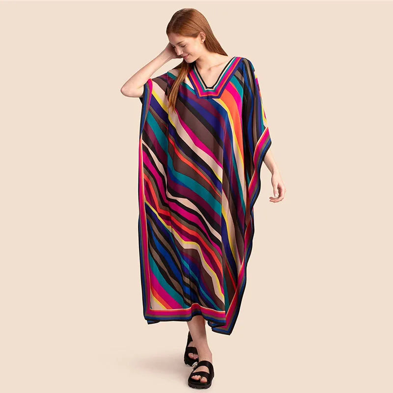 Kaftan Dress Over Size Women Beach Dress Cover Up Summer Clothes Kimono Mujer Vestidos De Fiesta