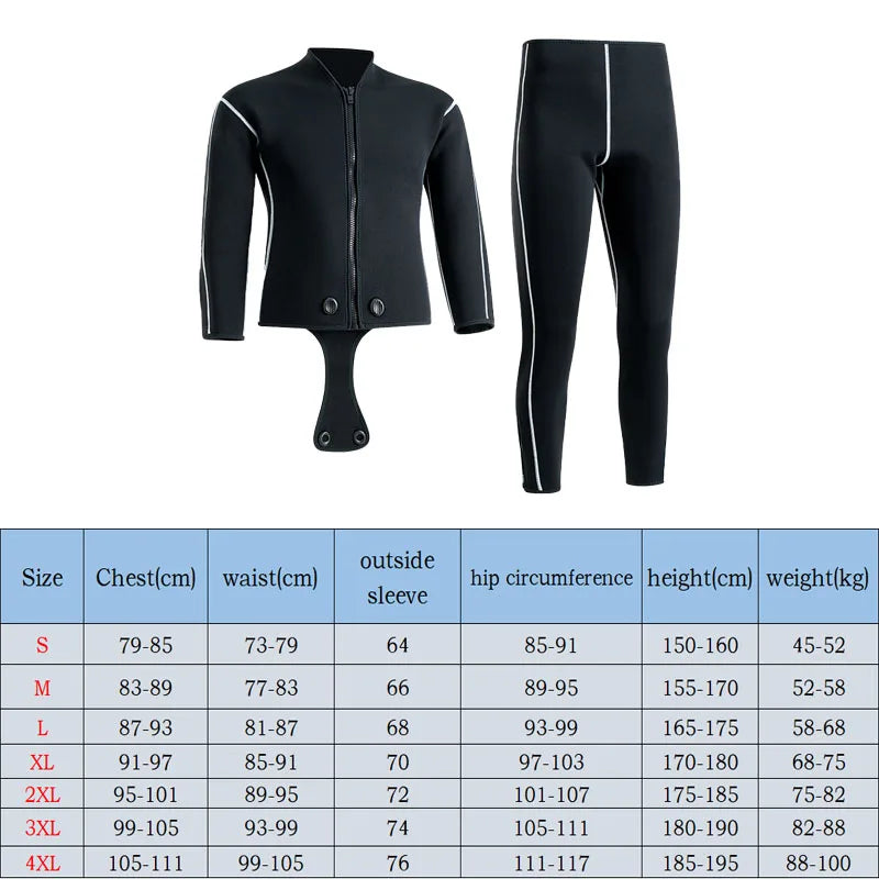 3/5mm Thicken Deep Dive Wetsuit for Men Split Black Diving Suit Keep Warm Professional Snorkeling Free-diving Spearfishing Set