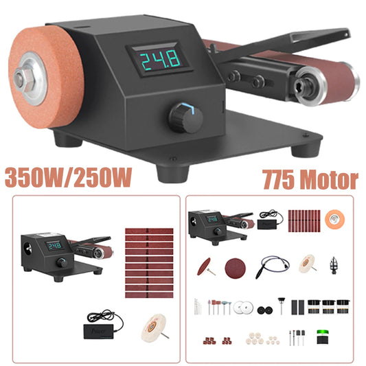 350W/250W Mini Belt Sander Electric Sanding Polishing Grinding Machine 775 Motor Stepless Speed Multifunction Grinding Tool Set