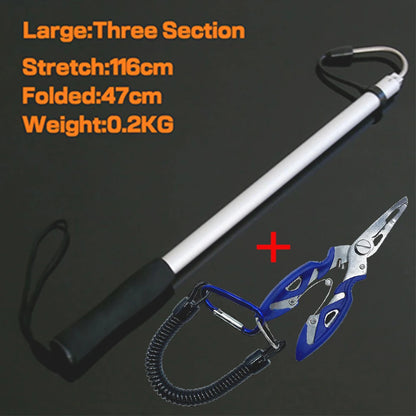 Squid Gaff Telescopic Fishing Gaff Stainless Steel Hook Spear Sea Boat Ice Fishing Tool Outdoor Telescoping Pole Fish Pliers