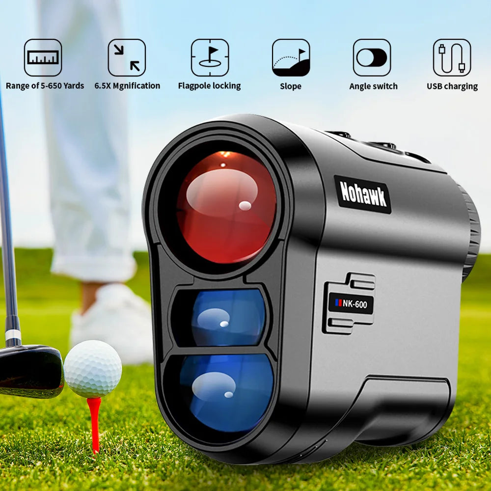 NOHAWK Golf Laser Rangefinder USB Rechargeable with Slope Compensation For Golfer Range Finder Hunting Monocular