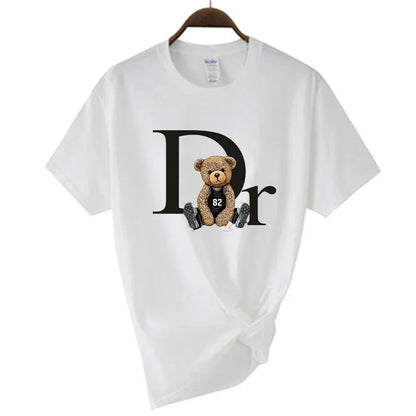Fashion Luxury Brand Cute Bear Print Women T-shirt  Tshirt Summer Graphic Fashion Female T Shirts Woman Clothing Free Shipping