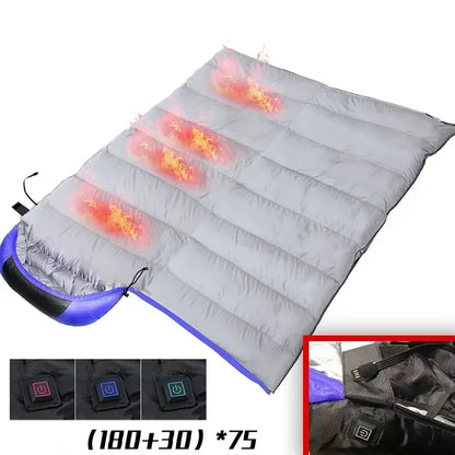 4Area USB Heated Winter Camping Sleeping Bags Down Cotton Pads 3Gear Ultralight Outdoor Camping Mattress Thermal Pad Heating Mat