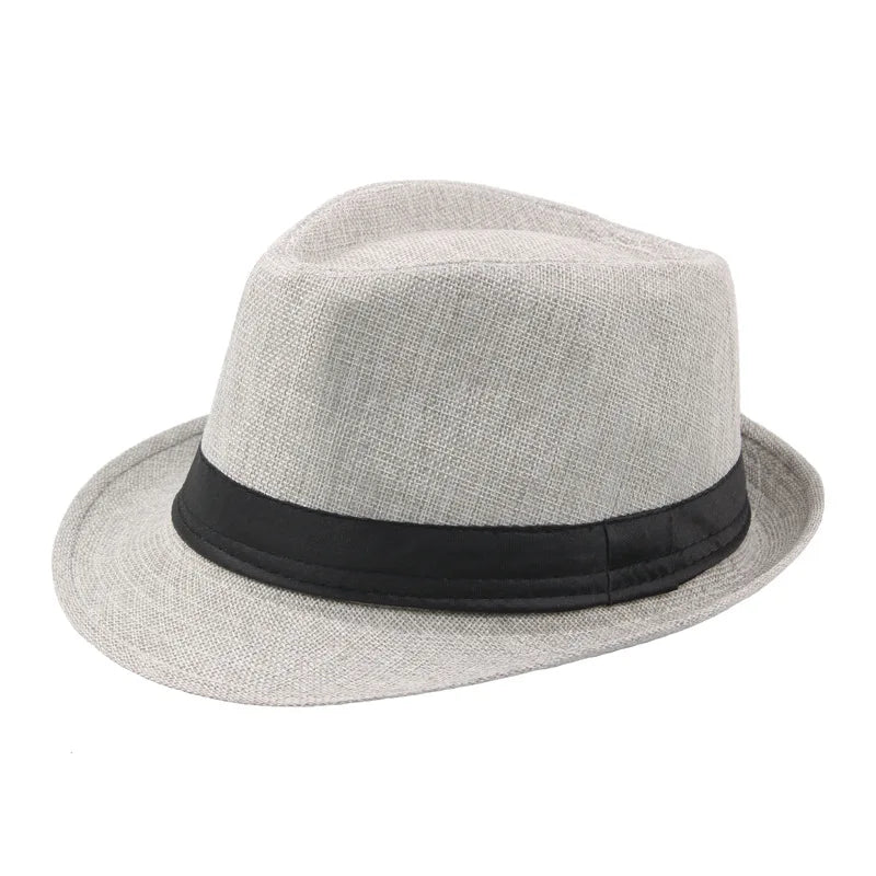 Trendy Wide Brim Men Straw Hat Women Summer Solid Color Fedoras Jazz Sun Cap Outdoor Casual Panama Cowboy Hats