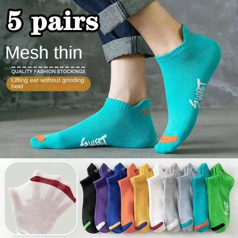 10pairs Men's Fashion Cotton Breathable Comfortable Ankle Socks, Men's Summer Socks