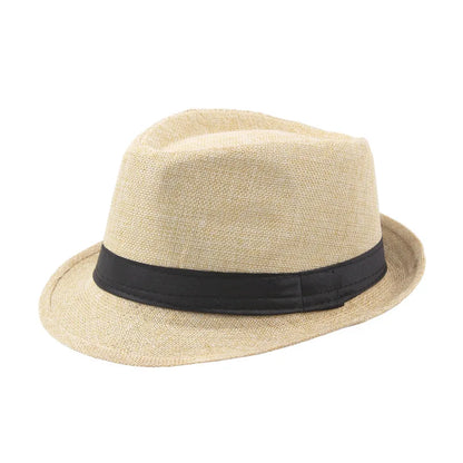 Trendy Wide Brim Men Straw Hat Women Summer Solid Color Fedoras Jazz Sun Cap Outdoor Casual Panama Cowboy Hats