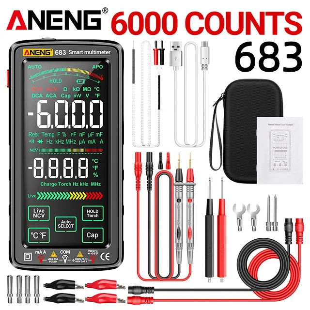 ANENG 683 6000 Counts Multimetro  Smart Multimeter High-end Touch  Test Rechargeable Multitester AC/DC Voltage Tester Current To