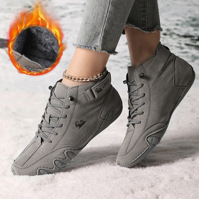 Boots for Women Winter Shoes Waterproof Ankle Boots Luxury Comfortable Warm Fur Plush Snow Boot Leather Casual Short Boots