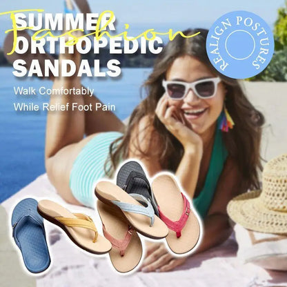 Women Orthopedic Sandals Arch Support Flip Flops for Plantar Fasciitis Comfort Summer Sandals Flat Bottomed Casual Flip Flops